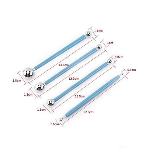 4 Pcs Modeling Ball Tools Double Ended 8 Ball Stainless Steel Dotting Modeling Tools Clay Indentation Diy Ceramics Pottery Carving Tool Embossing Sculpting Set #TOP1