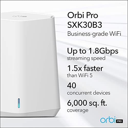Image of NETGEAR Orbi Pro WiFi 6 Mini Mesh System (SXK30B3) | Router with 2 Satellite Extenders for Business or Home | VLAN, QoS | Coverage up to 6,000 sq. ft., 40 Devices | AX1800 802.11 AX (up to 1.8Gbps)
