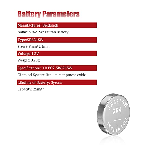 Sr621Sw Battery 364 621 For Watch Battery 1.5V Button Pack Of 20【3-Year Warranty】 #TOP5