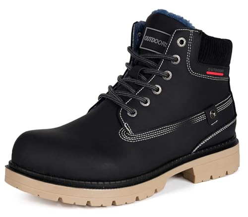 Gaatpot Botas de Nieve para Hombre y Mujer,Botines Calientes Trekking,Zapatos de Invierno Impermeables,Negro D,EU45