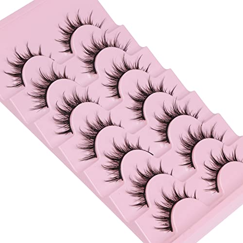Manga Lashes Natural Look False Eyelashes Anime Lashes Mink Wispy Fluffy Spiky 3D Volume Eyelashes Pack Korean Japanese Asian Cosplay Fake Eyelashes Look Like Individual Cluster 7 Pairs By Eydevro #TOP4