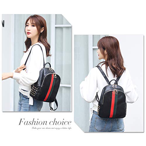 Mochila pequeña para mujer de PU cuero negro miniatura 2