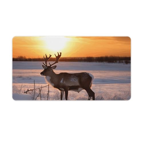 Tapis de souris de jeu cerf XL grand tapis de souris bureau design paysage hivernal
