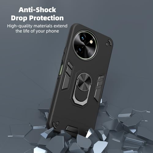 Image of NDCOM for Vivo T3x 5G Back Cover | Premium Vivo Y58 5G Back Cover | Shockproof Ring Holder Case