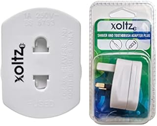 Xoltz Electric Toothbrush & Shaver Adapter Plug 1amp, UK 2 Pin to 3 Pin Bathroom Socket Converter Adaptor