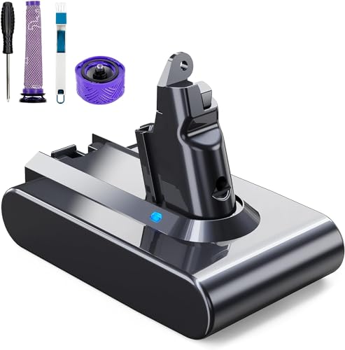 EVARY 5000mAh V6 Batería para Dyson V6,Batería de Repuesto para Dyson V6 batería DC62 DC58 SV03 DC59 DC61 Animal DC72 DC74 SV04 SV05 SV06 SV07 SV09 aspiradora + 2 filtrosAspiradora…