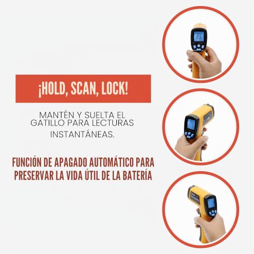 Miniatura 4 de Chef Pomodoro Termómetro Cocina Infrarrojos - Termómetro Digital Cocina Con Pantalla Lcd -Termómetro Infrarrojos Para Alimentos, Horno, Barbacoa - Termómetro Láser -50 A 550
