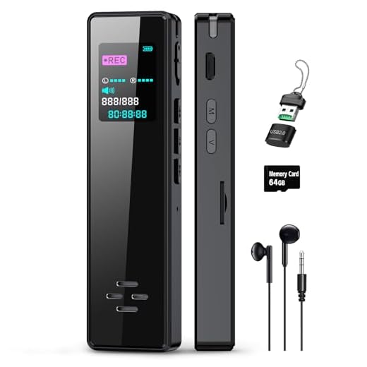 64GB Smart Digital Voice Recorder with Playback - Audio Voice Recorder for Lectures Meetings, Recording Device Dictaphone Sound Tape Recorder with Card Reader