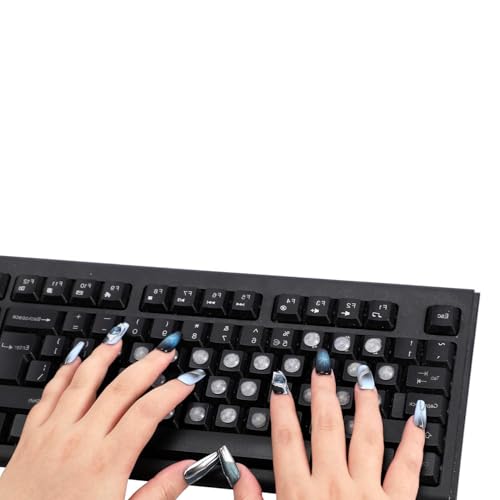 Lyreh 200 Pegatinas de Teclado en Relieve para Decoración de Uñas, Cubierta de Teclado Autoadhesiva de Silicona Pegatinas Transparentes para Teclas Redondas para Uñas Largas y Botones Redondos