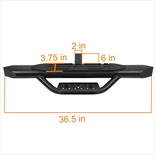 Universal 36.5" W X 3.75" Od Black Aluminum Rear Drop Hitch Step Bar Bumper Guard Fits 2" Receiver Trailer Pickup Truck #TOP2