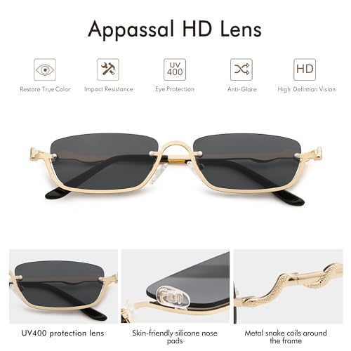 Y2K Snake Sunglasses for Women Men Narrow Rectangular Y2k Chic Sunnies AP3649