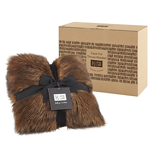 Hyde Lane Beyond Fur Throw Blanket 60x80 Dark Brown