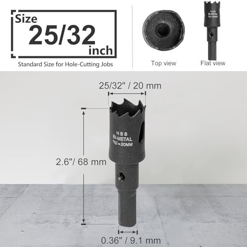 Image of 25 /32 Inch Hole Saw with 9.1mm Triangle Shank Arbor, JTemgle Bi-Metal Hole Saw Heavy Duty Hole Cutting Tool for Cornhole Boards, Recessed Lights, Wood, Plastic, Drywall & Soft Metal