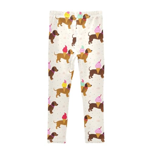 Funny Dachshund Ice Cream Girls Leggings Soft Stretch Workout Yoga Dance Pants for Kids Casual Tights2