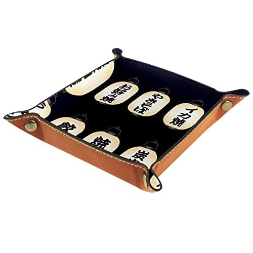 Vassoio in pelle Valet Vassoio Comodino Organizzatore Scrivania Piatto di Immagazzinaggio Catchall Lanterne di Carta Giapponese con Menù di Cibo