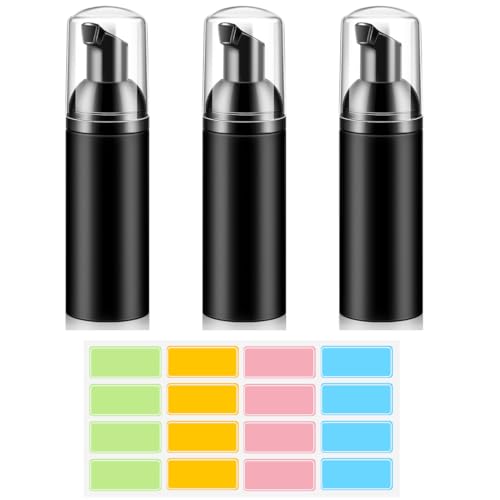 Bouteille Moussante, 3 Pièces 60ml Flacon Pompe Vide, Flacon Voyage Mousse, Distributeur Savon Mousse Flacon, pour Le shampooing Conditioner Lotion Articles de Toilette (Noir)