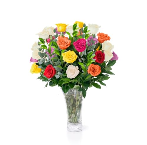 Fresh Flowers For Mothers Day Delivery - Next-Day Delivery - 48 Assorted Roses - Flower Fresh Bouquet - Fresh Cut Long Stem Roses Bouquet of Flowers Birthday Gifts for Women -Aquarossa Farms