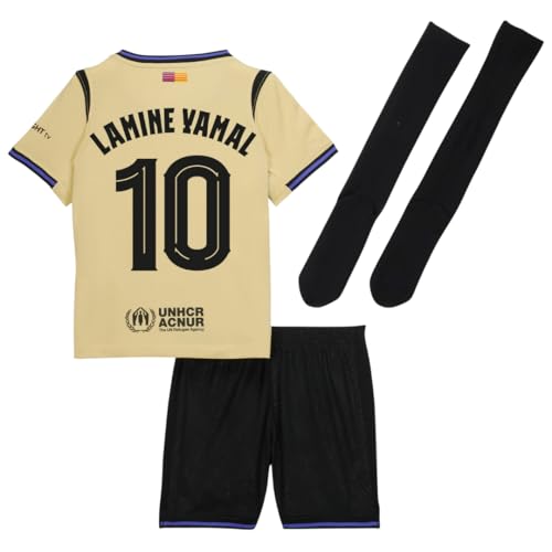 Youth Lamine Yamal #10 Soccer Kids Jersey Shorts Socks Set for Boys & Girls Fan Edition-Home Away Third Kit Fourth Kit 25/26 (Gold/Purple/Black #10 26 (10-11 Years))