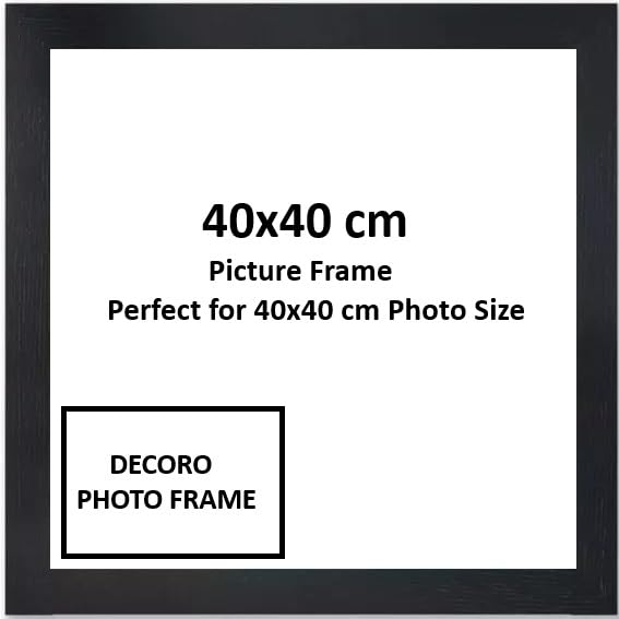 DECORO 40x40 cm Black Photo Frame | 400x400 mm Poster Frame | 40x40 cm Wooden Picture Frame | Large Black Picture Frames 40x40cm