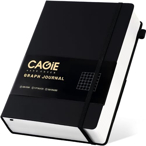Carnet graphique 320 pages 100g/m² CAGIE grand format avec pages quadrillées papier épais noir
