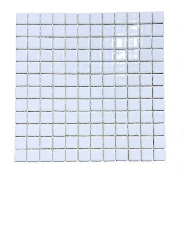 Gresite para piscina color Blanco, medida 2,5x2,5cm., pegado en mallas de 31,5x31,5cm.