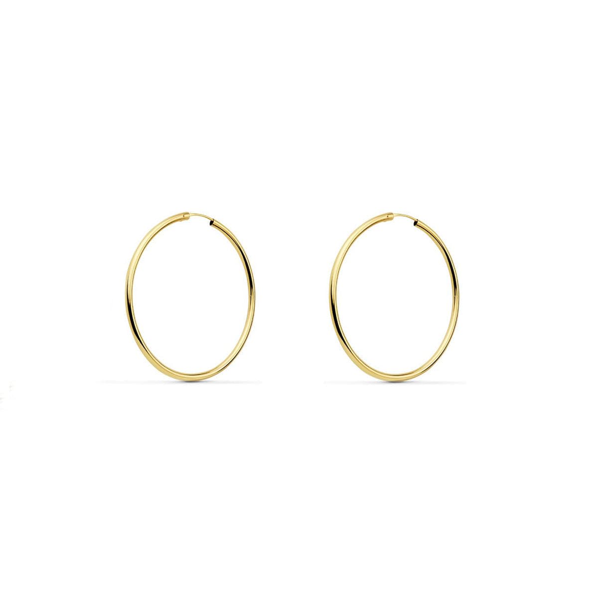 Pendientes Oro Amarillo 18K Aros Redondo Flexibles Brillo 22 x 1,5 mm - Certificado Garantía - Mondepetit - 2517