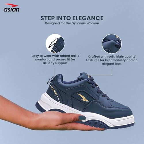 Image of ASIAN Nancy-05 Sneakers for Women | Trendy Lightweight Casual Shoes with Cushioned Comfort, Non-Slip Grip Sole & Stylish Everyday Wear for Walking, College & Outings