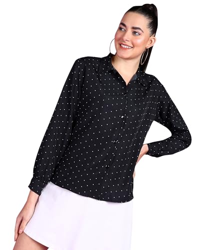 Image of POPWINGS Women Casual Sky Blue Floral Printed Shirt | Collar Button Shirt | Full Sleeve Shirt | Trendy Shirt | Regular Casual Shirt