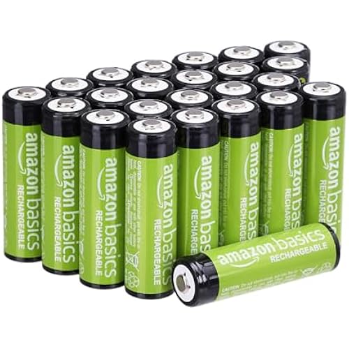 Amazon Basics 24-Pack Rechargeable AA NiMH Batteries, 2000 mAh, 1.2V, Low Self Discharge, Pre-Charged, Recharge up to 1000x Times