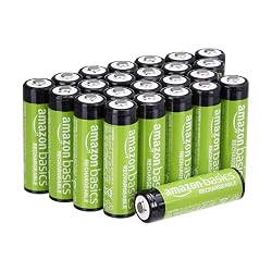Amazon Basics paquete de 24 pilas AA NiMH recargables, 2000 mAh, 1,2 V, se recargan hasta 1000 veces, precargadas