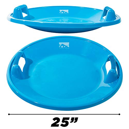 Franklin Sports Kids Saucer Sled - Arctic Trails Round Plastic Snow Sled For Children - Heavy Duty Sledding Saucer With Handles - 25" #TOP1