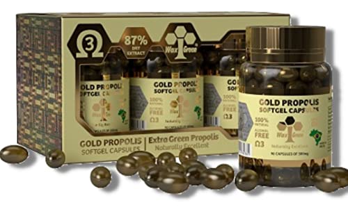 Kit com 6, Própolis Verde Gold Em Cápsula, Extrato Seco 87%, Wax Green