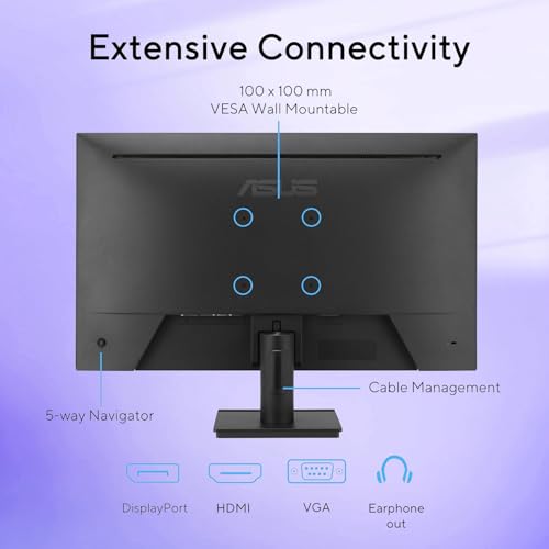 Image of ASUS 24 inch Monitor, FHD(1920x 1080), 120Hz, 1ms, Adaptive-Sync, 99% sRGB, Anti-Glare, Eye Care, VESA Mountable, Speakers, HDMI, DisplayPort, VGA, Frameless, Tilt Adjust, Black, for Office and Gaming