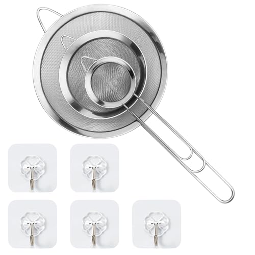 Lot de 3 Passoire Cuisine Chinois Cuisine inox 8cm/12cm/16cm Passoire fine Tamis de Cuisine pour Poudre, Pâtisserie, Nouille, Riz, Pates