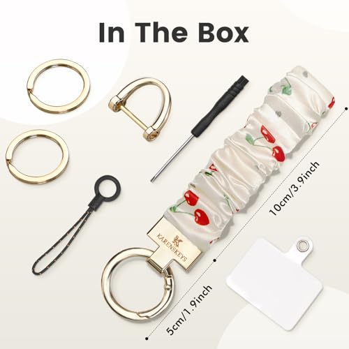 Image of Scrunchie Keychain Wristlet, Key Chain for Car Keys with D Ring, Stretchy Phone Charms with Tether Tab for Women.