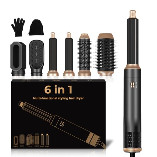 Cepillo Secador de Pelo Air Styler 6 en 1, Moldeador de Pelo, Automático de Rizado de Aire, Hair Styler, Dar Volumen, Doblar, Suavizar, Secar el Cabello