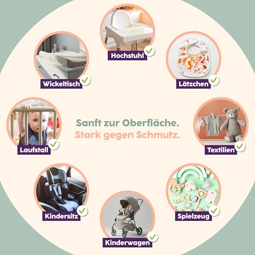 HOTREGA Baby Care Pure Clean 500ml | Hautfreundlich & allergikergeeignet | Sanfter Reiniger für Spielzeug Kinderwagen Babyartikel | Mikroplastikfrei