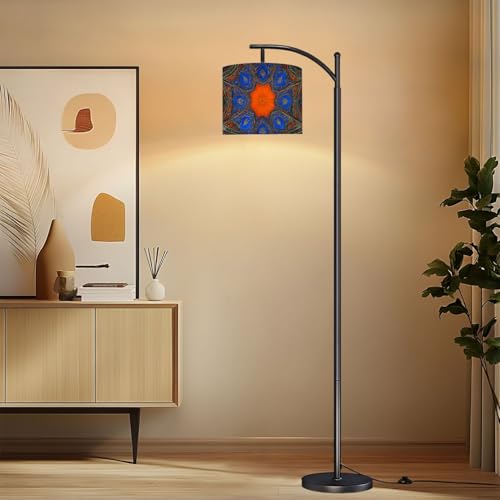 RAINFALLARING Floor Lamp Intricate Blue Orange Islamic Ceiling Floral Patterns