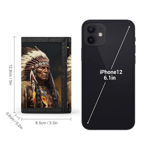 Native American The Old Chief Tri-fold Wallet Slim Money Clip Credit Card Holder Wallets for Men Gift2