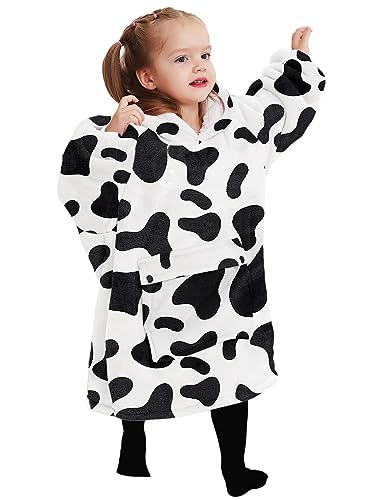 Image of KFUBUO Wearable Blanket Hoodie for Kids With Pocket Toddlers 2-6 Year Old | Cow, Sherpa, Heavy Material, Oversized Sweatshirt Blanket, Kids Blanket, Girl Boy Gifts, Cozy Gifts for Kids