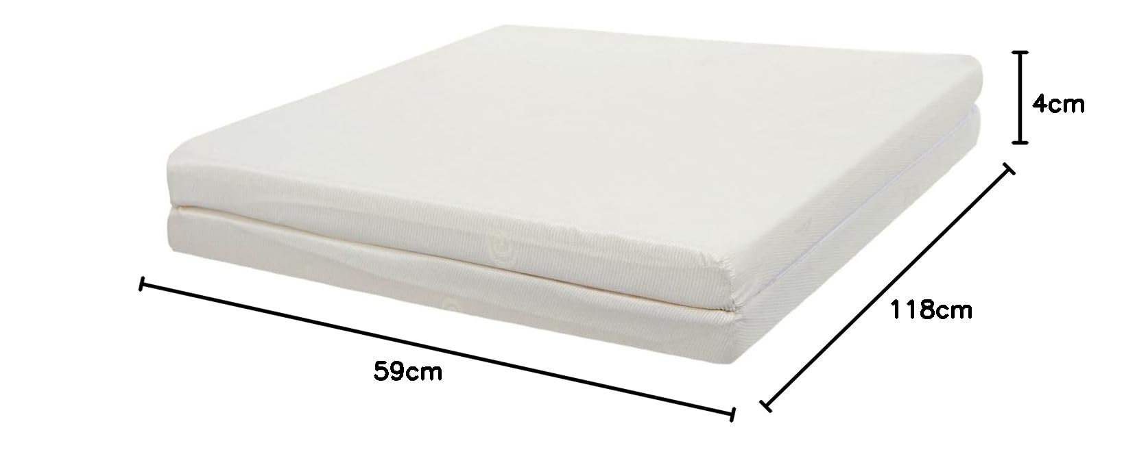 TINÉO - Matelas de Voyage Bébé - Pliant 2 Parties - 60x120 cm - Épaisseur 4 cm - Idéal Couchage D'appoint - Déhoussable - Densité 900g/m3 - Fabriqué En France
