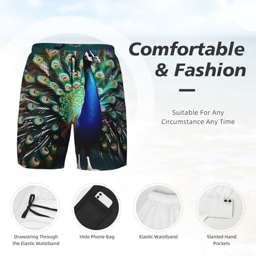 Short de bain homme compression contre irritations imprimé paon
