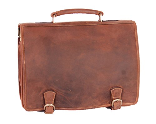Mens Real Leather Messenger Satchel Organiser Laptop Bag Briefcase Hall Tan3