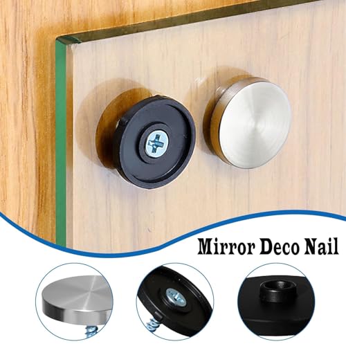 100 Stück Spiegelschrauben 20mm, Dichtnägel Für Noppenbahn Edelstahl, Zierschrauben Silber, Mit Kappen, für Spiegel Holz Deko, Plakatnägel, Hochbeete, Kellerwände, Hochbeet Folie