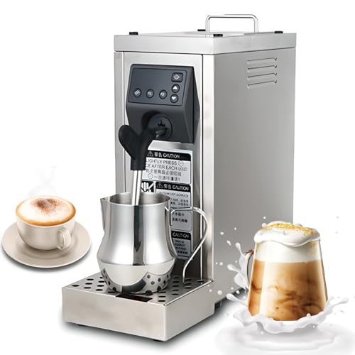 Genérico 1450W Electric Milk Frother Steamer, 800ML Tank & 500ML Jug, Auto Clean, Adjustable Nozzle, Stainless Steel Foam Maker for Cafe, Barista Coffee, Hot Chocolate, Tea Shop Use