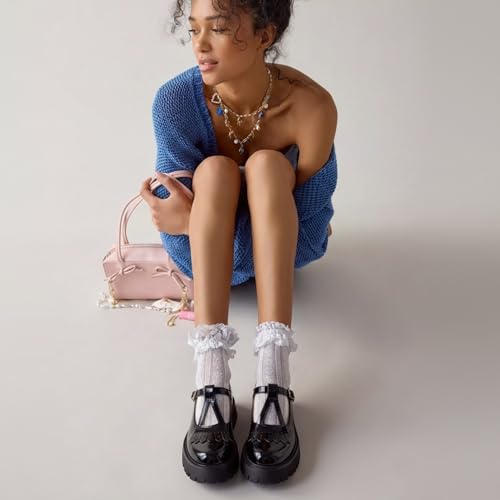 Black Platform Mary Janes for Women, Chunky Low Heel T-Strap Lug Sole Mary Jane Shoes, Cute Dressy School Girl (US Women Size 6-10)2