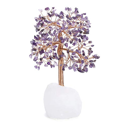 Top Plaza 11 Inches Amethyst Reiki Healing Crystals Copper Money Tree Wrapped On