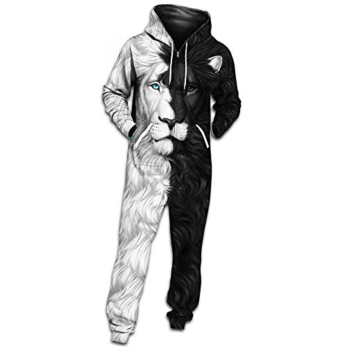 Herren Schädel Jumpsuit Jogger, Morbuy Unisex Herren Kapuzenpullover Strampelanzug 3D Printed Onepiece Winter Sweatshirt Männer Party Strampler Nachtwäsche Fitness Bekleidung (L,Spleißen)