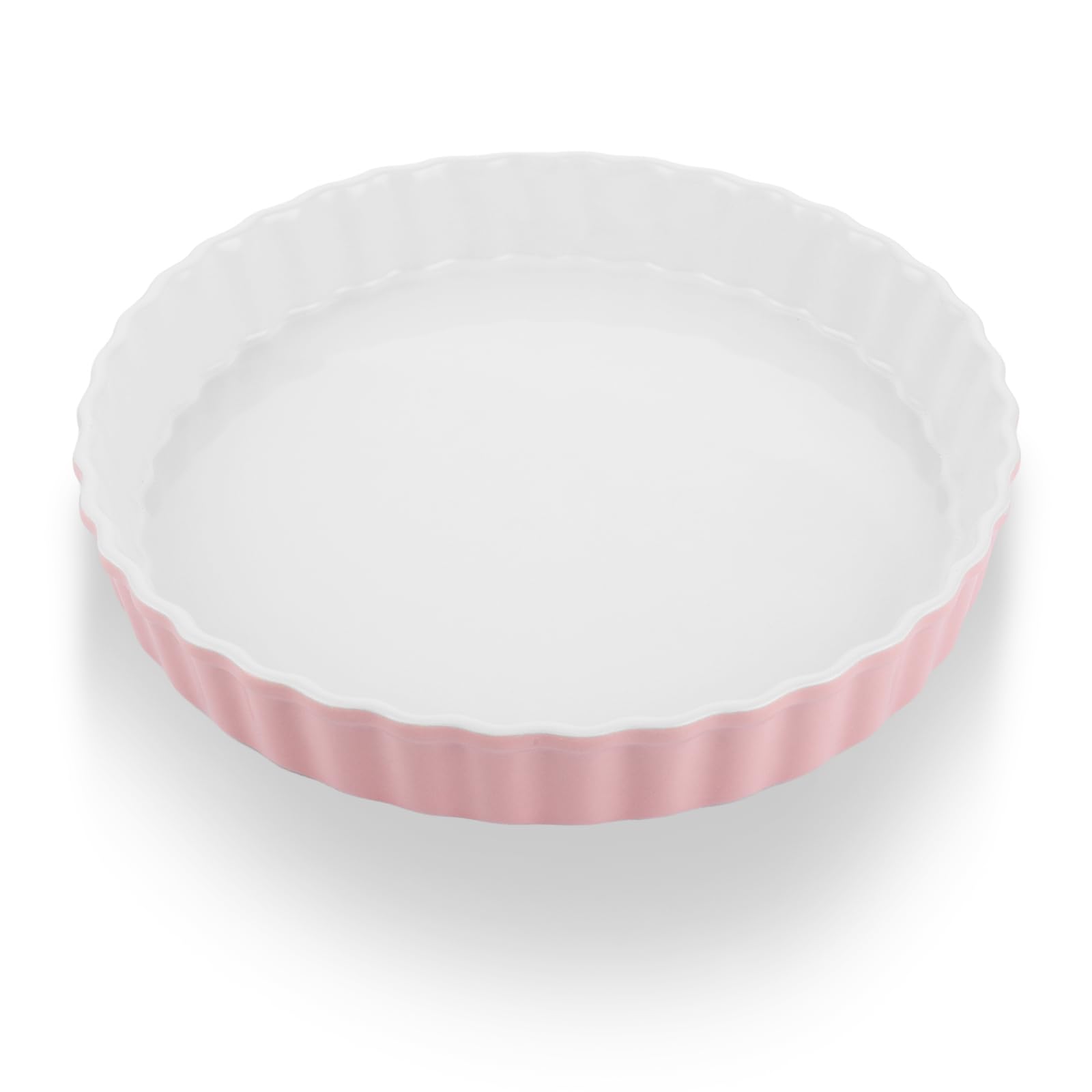 Ceramiczne naczynie do quiche, średnica 26 cm, okrągłe naczynie do tart, naczynie do zapiekanek, okrągłe, różowe, 26 x 26 x 4 cm