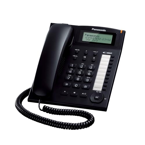 Panasonic KX-TS880 – Teléfono de Escritorio con Cable, Manos Libres, Marcación Rápida y Identificador de Llamadas – Color Negro, KX-TS880EXB